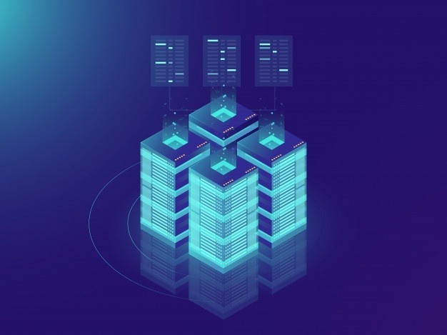 isometric server room big data processing concept datacenter data base icon 39422 479