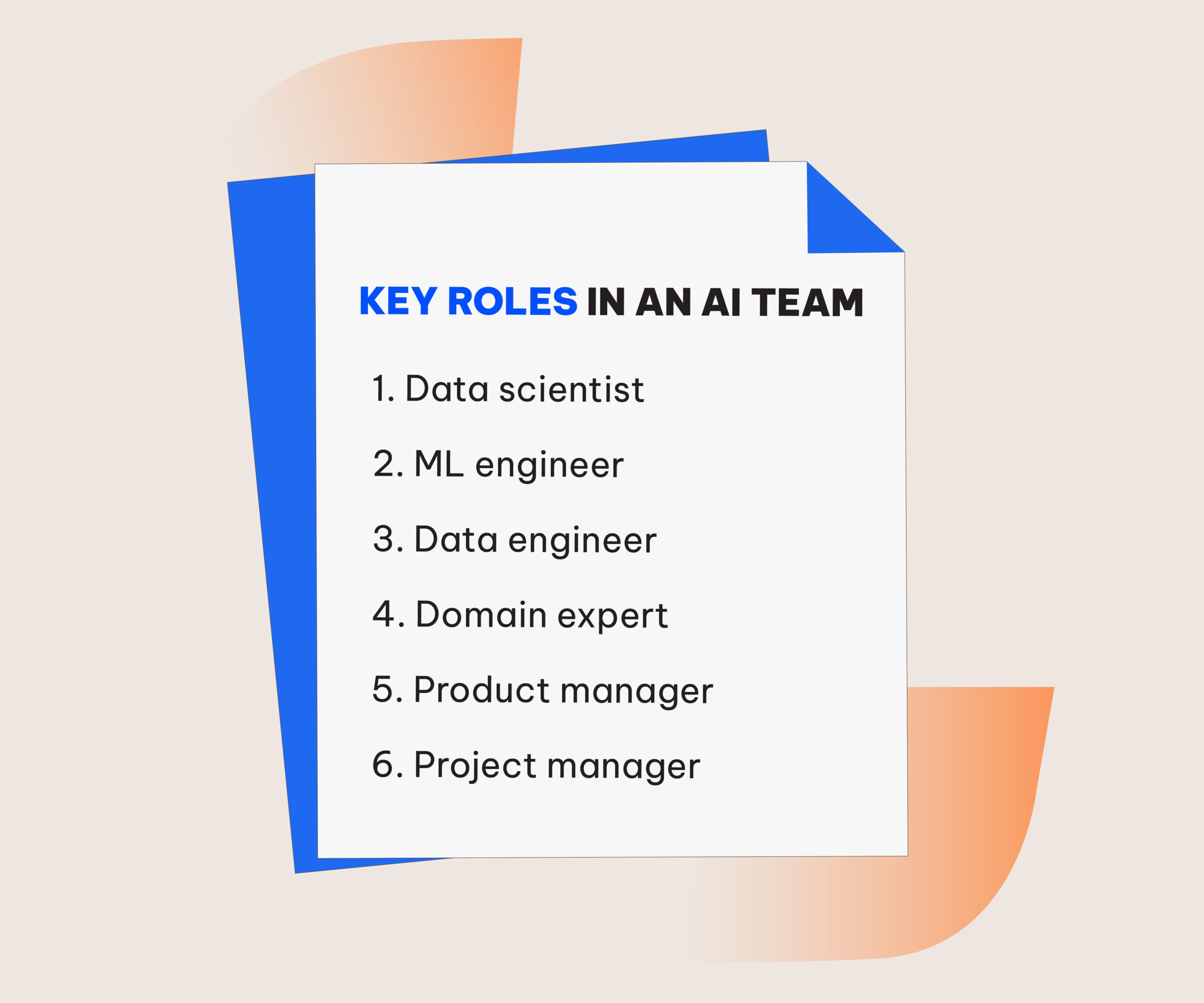 a list of key roles in an AI implementation team 