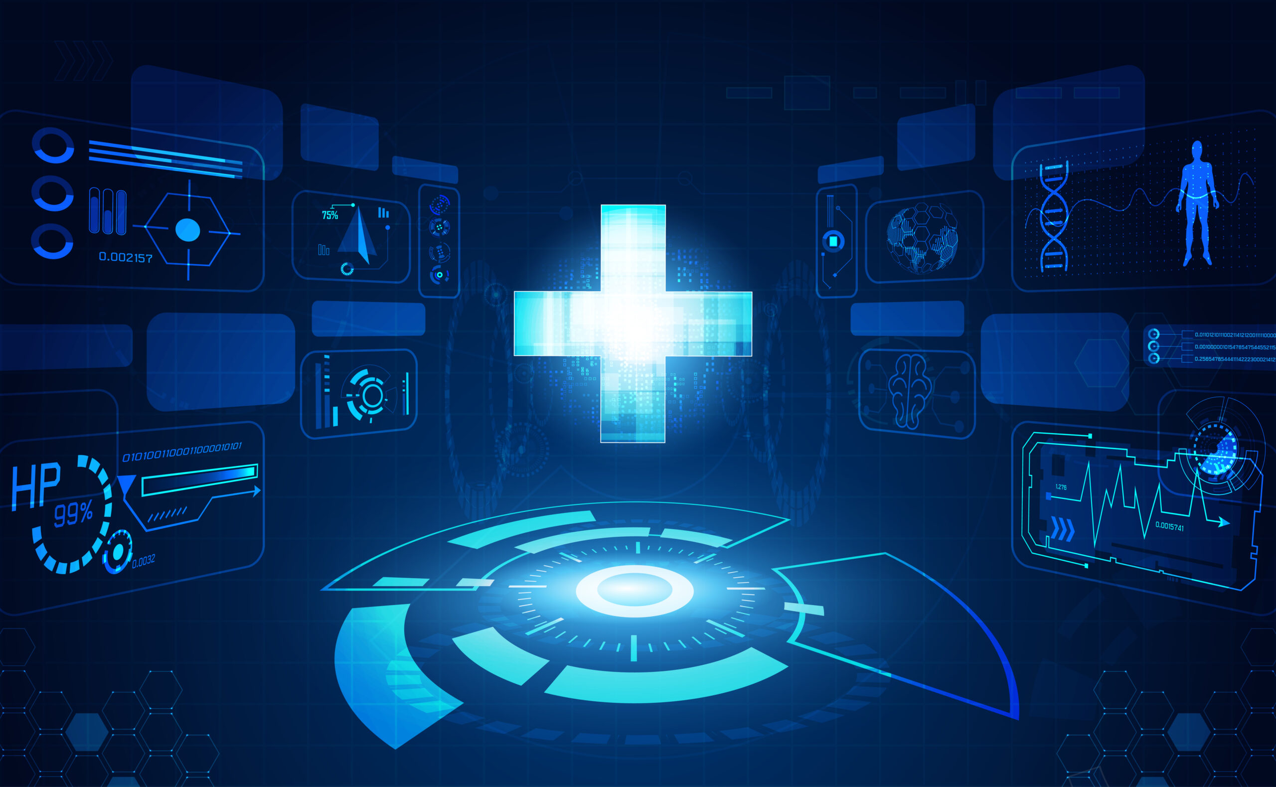 Abstract health science consist health plus hud interface digita