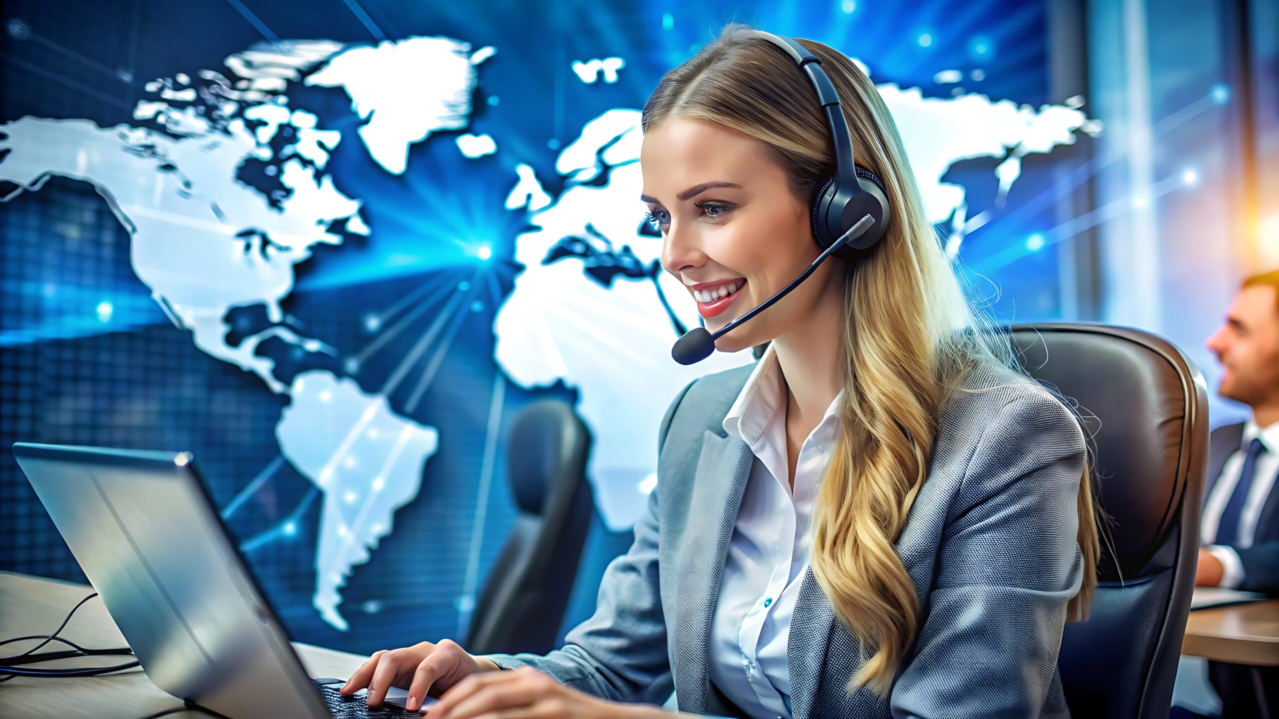 smiling customer service representative work