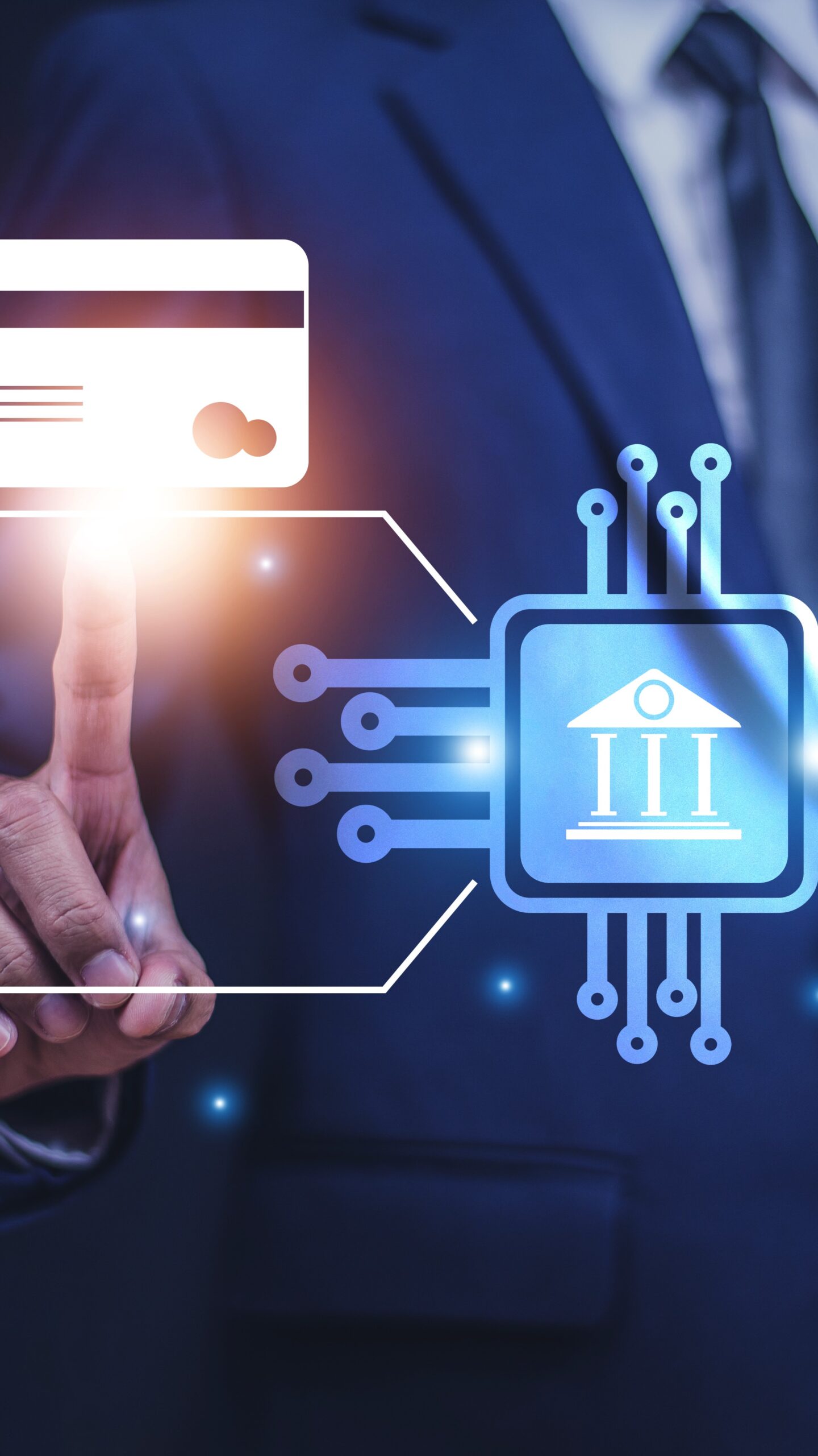 ai banking concept businessman requests business loan through banks ai system creditworthiness qualifications are verified using ai system